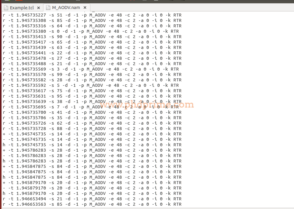 Auto Generated Nam Trace File